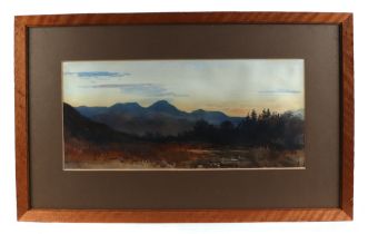 C Calvert (?), Moorland scene with mountains in the background, signed lower right corner,