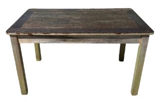 A Green Brothers Lister Teak slatted garden table with rectangular top, on square legs, 120cm