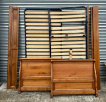 A French fruitwood 'over and under' single sleigh bed, 96cm wide.