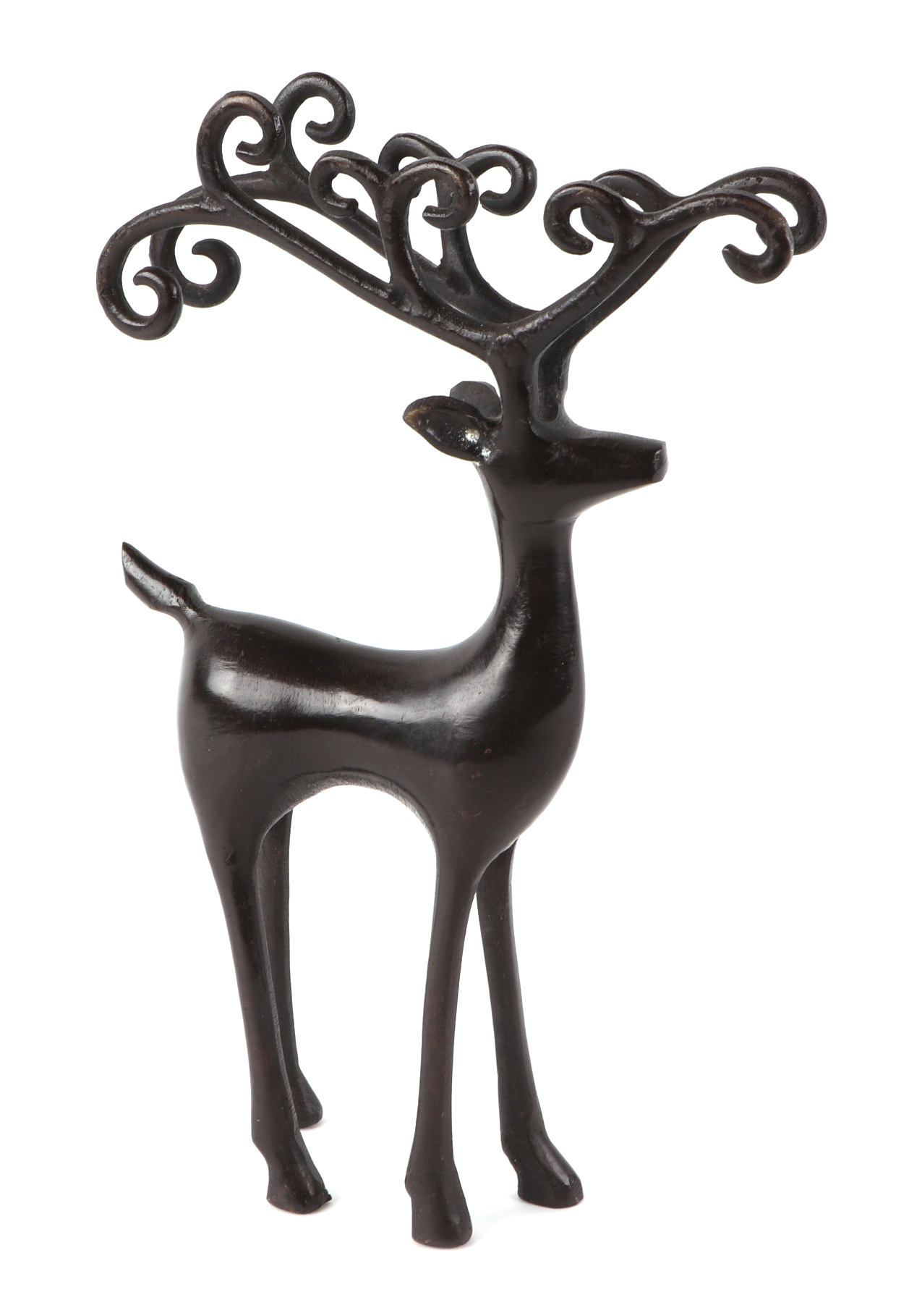 A modern design bronze study of a stag, 24cm high.