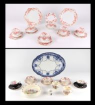 A set of two graduated Victorian blue and white meat plates, a Victorian part tea set, a Royal