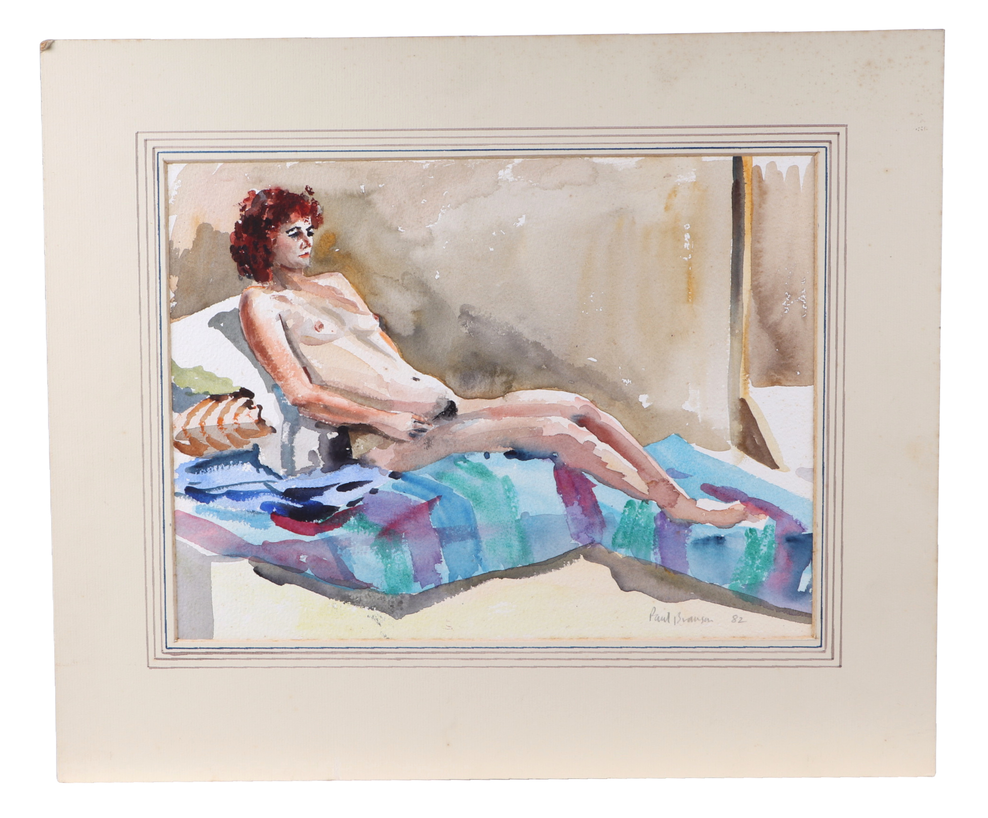 Paul Branson (Modern British), study of a female nude, watercolour, signed and dated 82, mounted but - Image 2 of 7