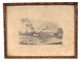 E Fenning (19th Century British School), Hunting interest; a dog flushing a woodcock, watercolour