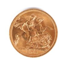 A Queen Elizabeth II gold full sovereign, 1964.