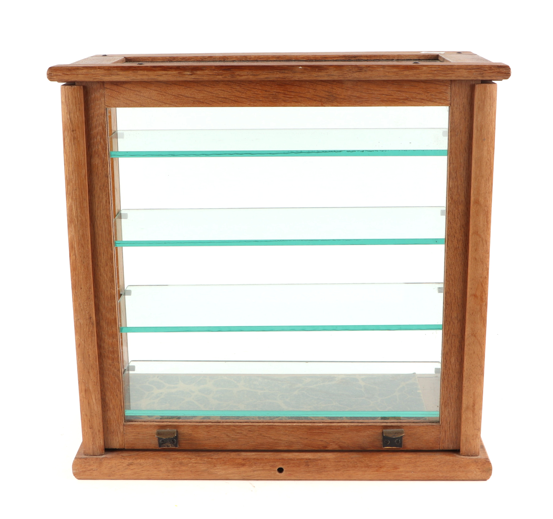 An oak framed table top glass display cabinet, with four internal glass shelves, 39cm wide. - Image 2 of 2
