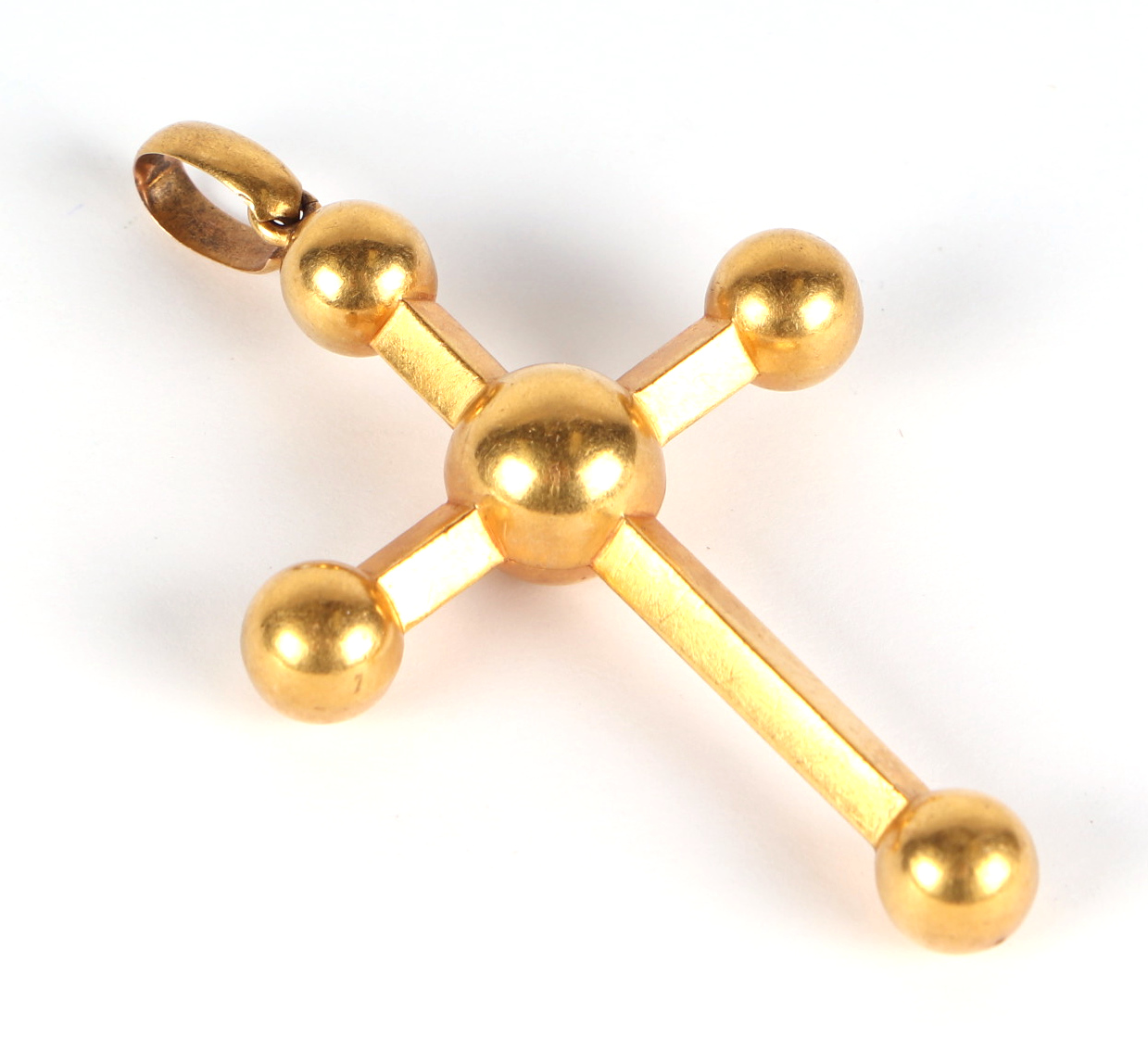 A yellow metal cross pendant, 5cm high, 3.8g. - Image 2 of 2