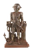 A cast iron door stop in the form of Lord Nelson, 49cm high.