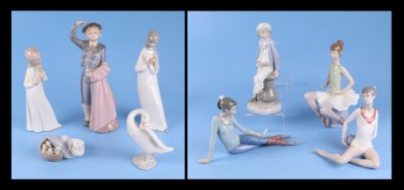 A small collection of Lladro figures, to include matador, gymnast, sailor boy, and others (9).
