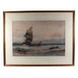 Adolphe Ragon (1847-1924) "Making for Open Sea", watercolour, signed lower left, Swan Gallery