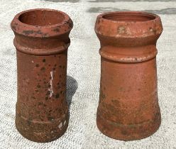 Two terracotta chimney pots, the largest 61cms high