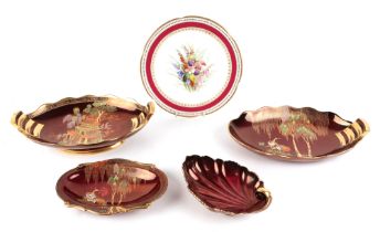 A Royal Worcester hand painted plate, decorated flowers and signed W Hale, together with a group