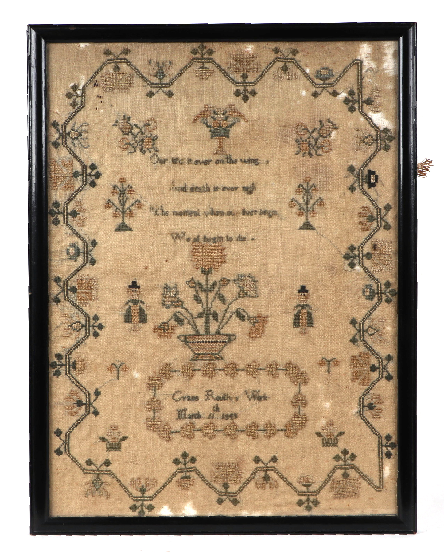 A George IV sampler with verse and figures within a meandering boarder, by Grace Routh (March 11th - Image 2 of 7