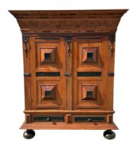 A 19th century Dutch Gelderse Kussenkast (blanket or cushion cupboard) oak, rosewood and ebony