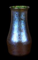 A Loetz style art glass vase with iridescent decoration, 17cm high Condition Report Several firing