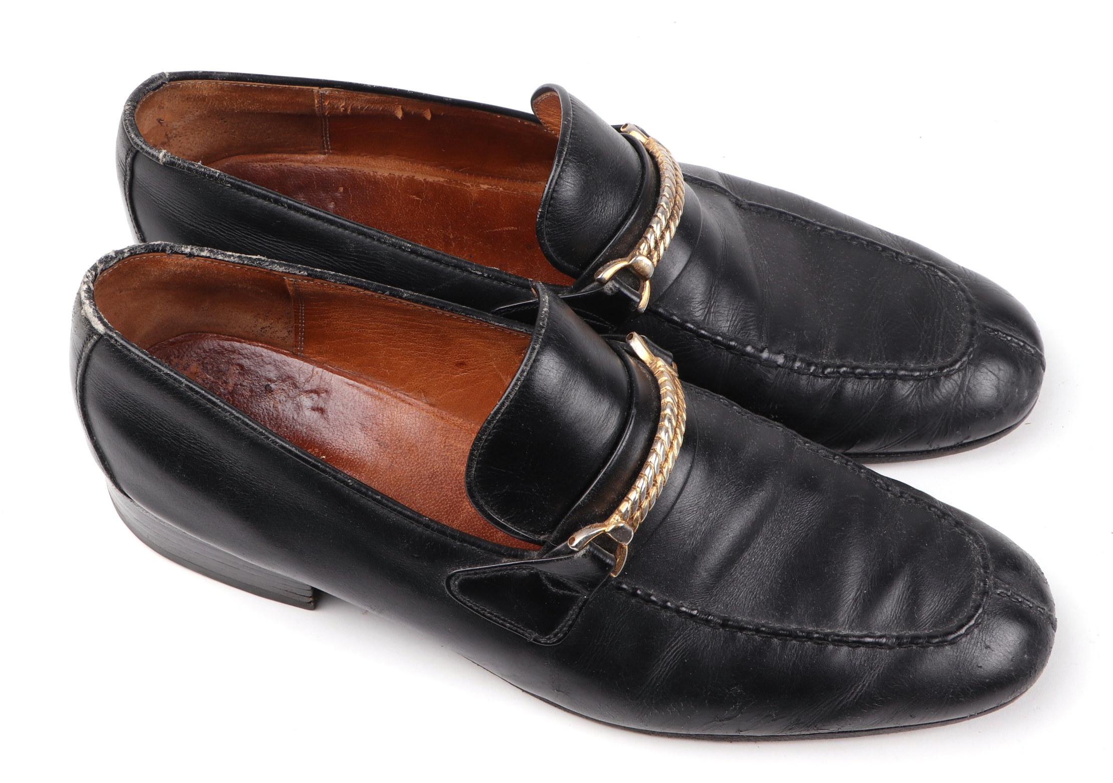 A pair of vintage Gucci gentleman's loafers with original dust bags and box, UK size 9.5, with signs - Image 4 of 7