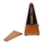A late 19th century walnut French metronome, 23cm high.