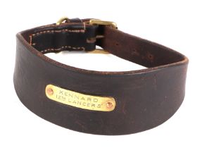 A Twelfth Lancers leather mascot/dog collar, with brass plaque inscribed "KENNARD TWELFTH LANCERS"