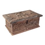 A 19th century carved wooden table top box, 41cm wide.