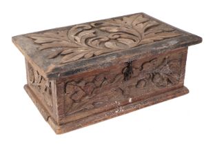 A 19th century carved wooden table top box, 41cm wide.