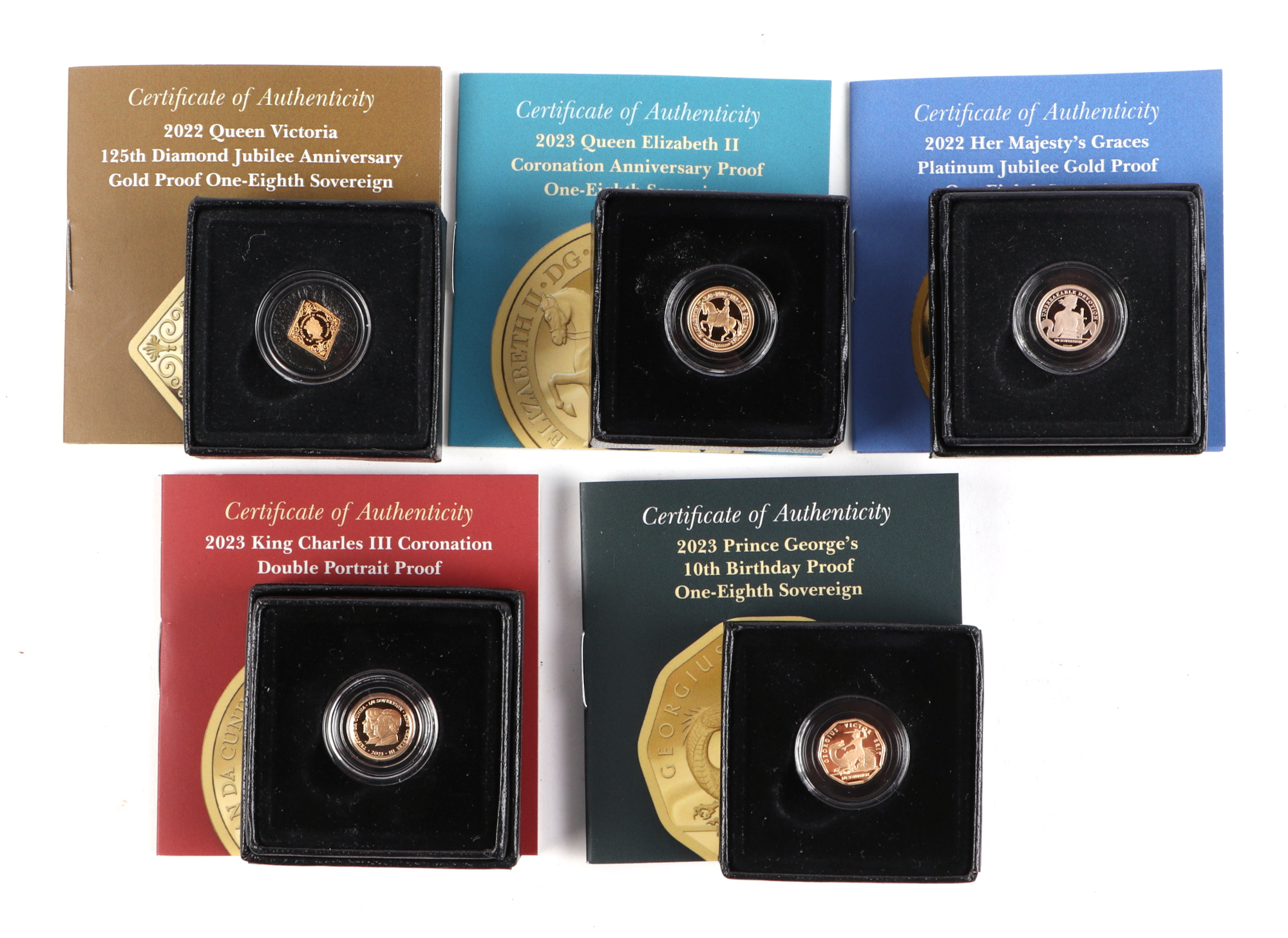 A group of commemorative gold one eighth sovereigns, 125 Diamond Jubilee anniversary, Prince Georges - Image 4 of 4