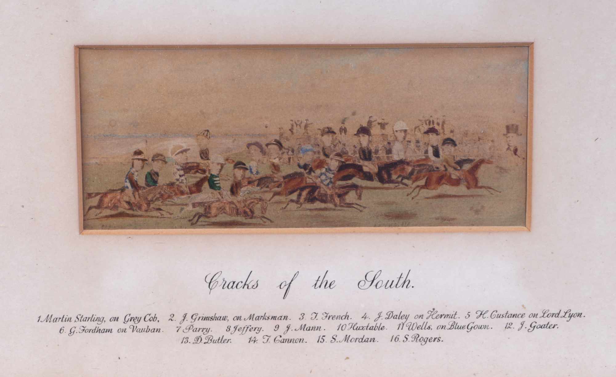 Horse racing interest. A coloured horse racing print, "Cracks of the North", photographed and - Image 5 of 5