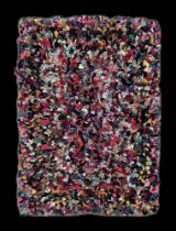 An early 20th century rag rug, 130 by 95cm.