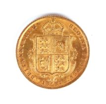 A Victorian gold half sovereign, 1887.
