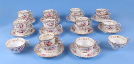 A 19th century teaset, decorated flowers and gilded decoration. Condition Report The teapot cover