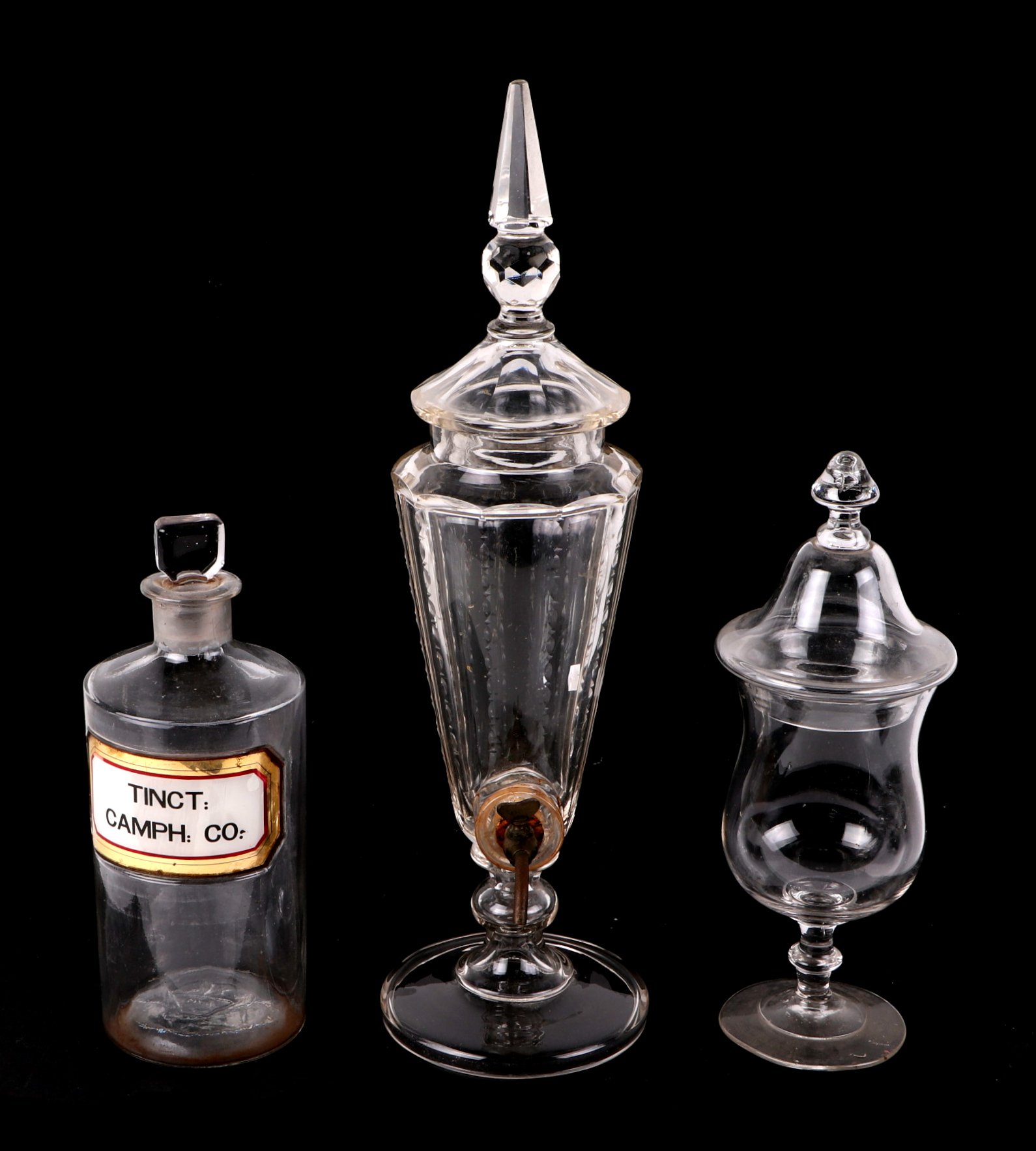 A 19th century cut glass syrup / cordial dispenser, 40cm high, a selection of five Victorian - Image 2 of 3