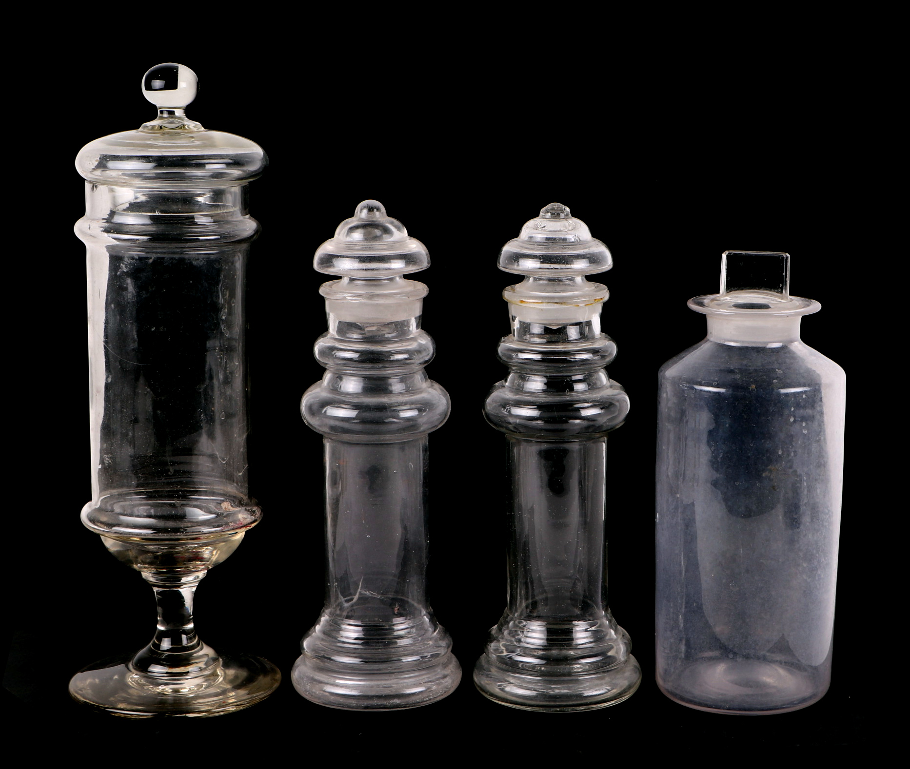 A pair of 19th century lighthouse sweet jars and covers, 30cm high, an early 19th century sweet - Image 2 of 3