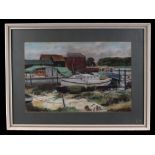 A H Fitt (Modern British), "Dell Quay", pastel, label verso, 47 by 32cm, framed and glazed.