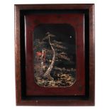 A Japanese lacquer panel, depicting a tree within a landscape, 29 by 30cm, framed.