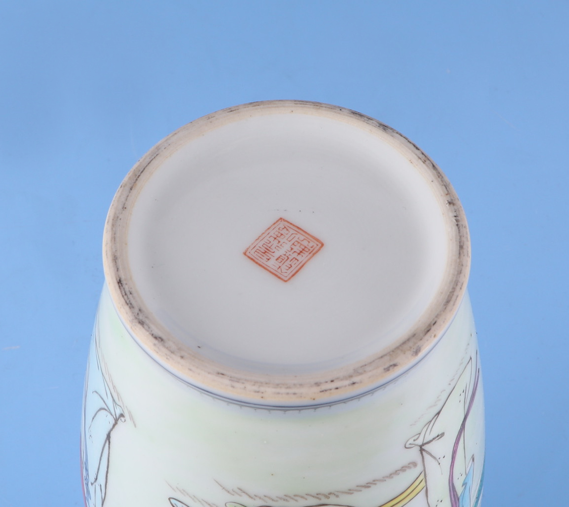 A Chinese famille rose teapot, decorated butterflies, swallows and flowers, and having a red seal - Image 6 of 12