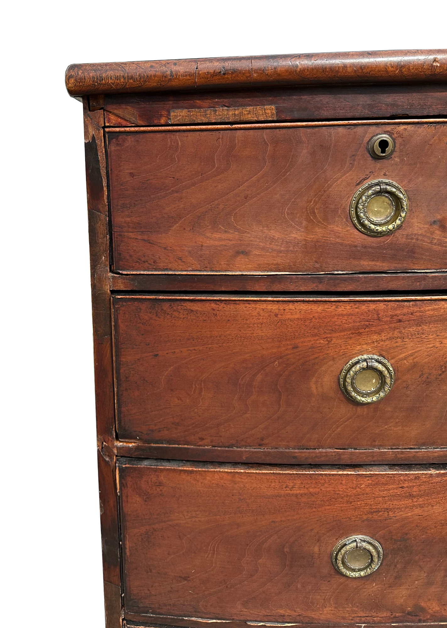 A 19th century mahogany bow fronted chest of two short and three graduated long drawers, 105cm wide. - Image 3 of 6