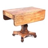 A 19th century mahogany pedestal Pembroke table, having one real and one faux end drawer, with