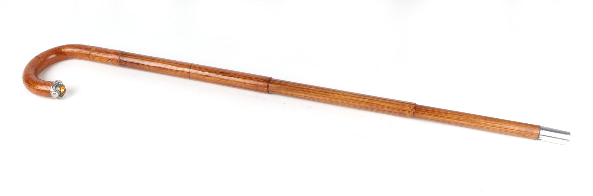 An Edwardian umbrella walking stick, with white metal and citrine mount, 90cm long. - Image 2 of 4