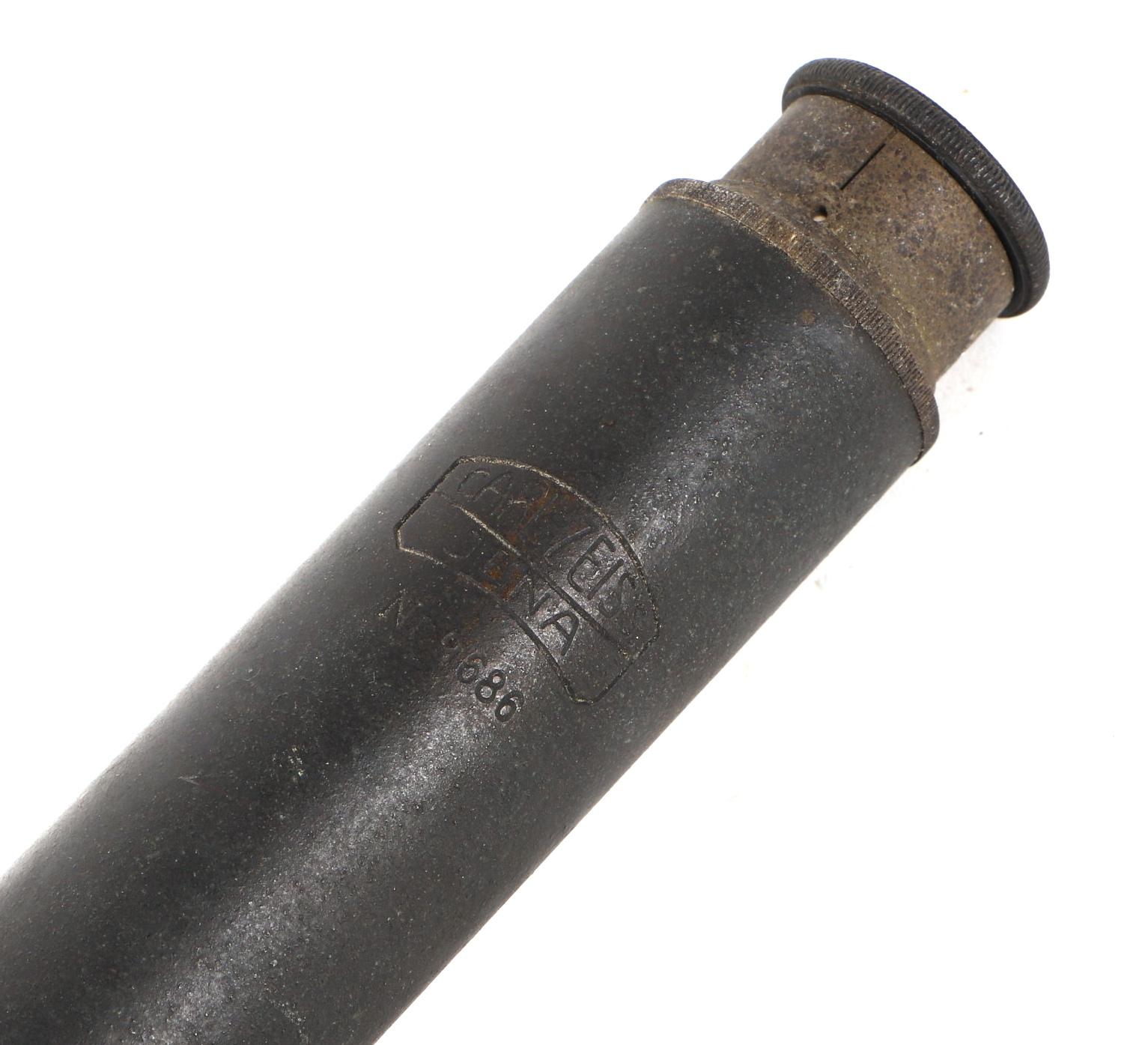 A Carl Zeiss Jena black cast iron and brass refractometer, no.9686, 28cm high. - Bild 3 aus 3
