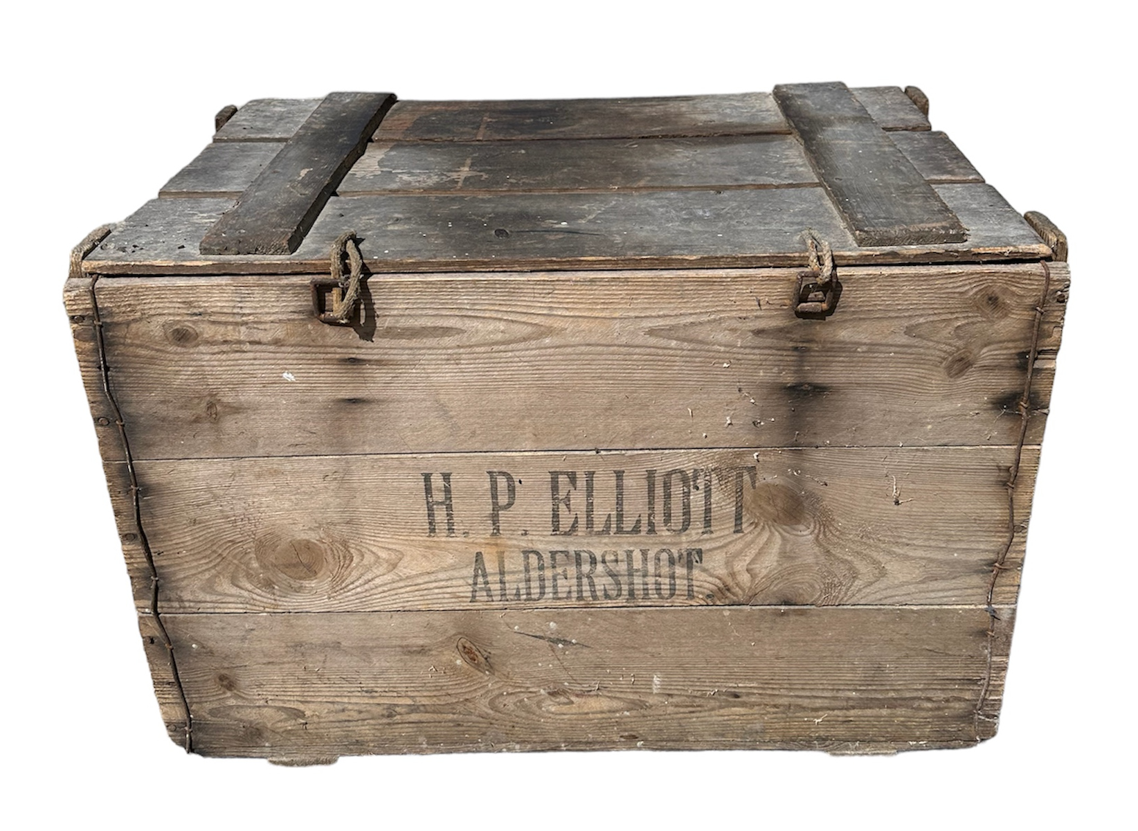 H.P.Elliott ALDERSHOT wooden packing crate, 72cm wide. - Image 2 of 3