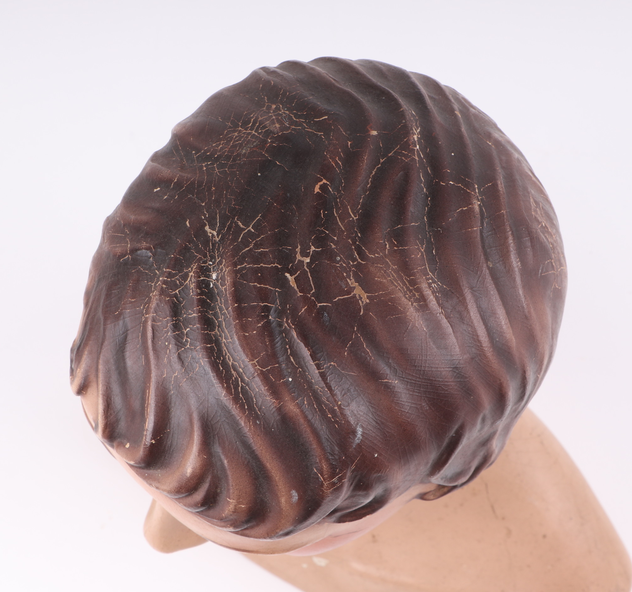 A 1950s French Jewellery's shop mannequin head, composition (gutta percha), with original finish, - Image 5 of 6