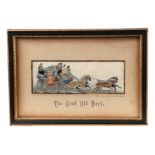 A Victorian Stevengraph, "The Good Old Days", depicting he Royal Mail stage coach and horse, 15 by