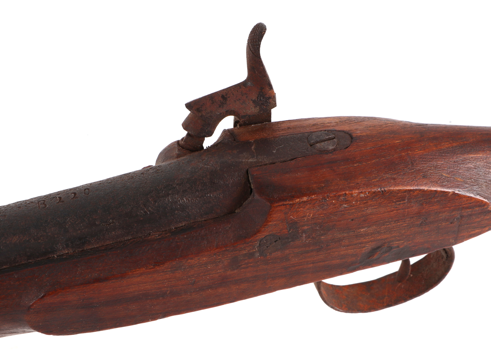 A 19th Enfield-style musket, with percussion black power cap, ram rod, and walnut stock, 121cm - Image 5 of 7