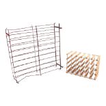 A French painted metal 80 bottle wine rack, 100cm wide and other 24 bottle wine rack, 62 wide (2).