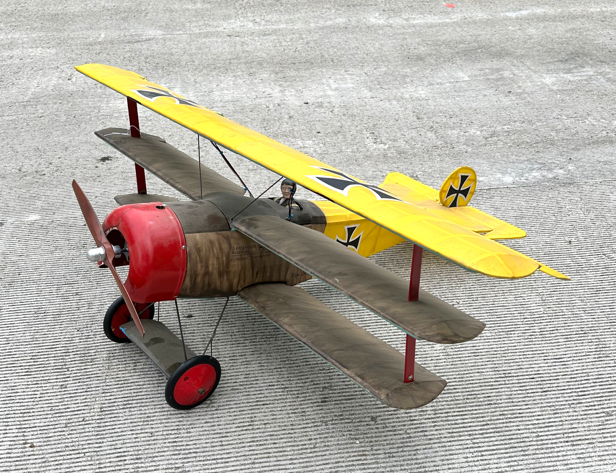 Aviation interest; a scale model of a WWI Fokker bi-plane, wing span 125cm.
