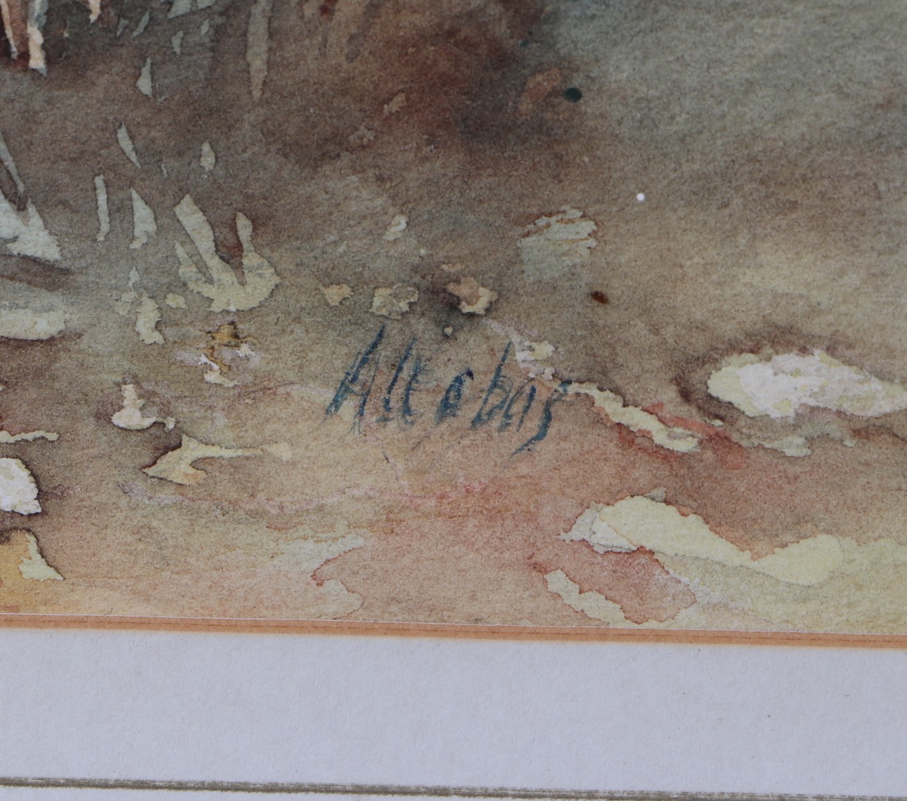 Allobas? (British school), a rural scene with ducks swimming in a stream in the foreground, with a - Image 3 of 4