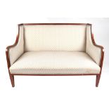 An Edwardian upholstered two seater settee, 122cm wide.