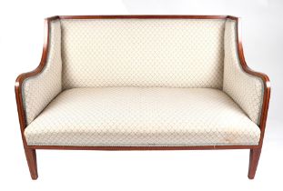 An Edwardian upholstered two seater settee, 122cm wide.