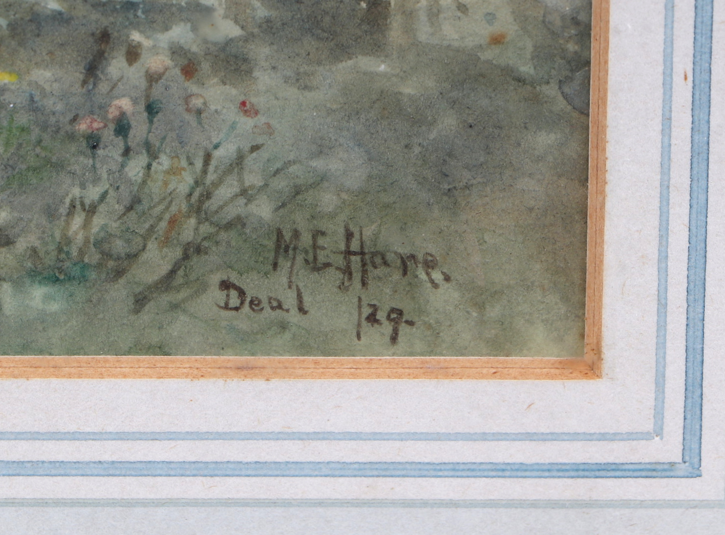M E Hare (Early 20th century British) - Deal, Kent, Cliffside Walk- signed and dated lower right - Image 3 of 4