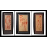 Edward Woore (1880-1960), three life studies of young ladies, circa 1950, conte crayon, largest 21