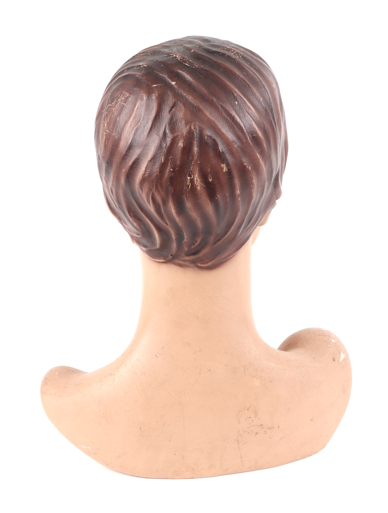 A 1950s French Jewellery's shop mannequin head, composition (gutta percha), with original finish, - Image 4 of 6