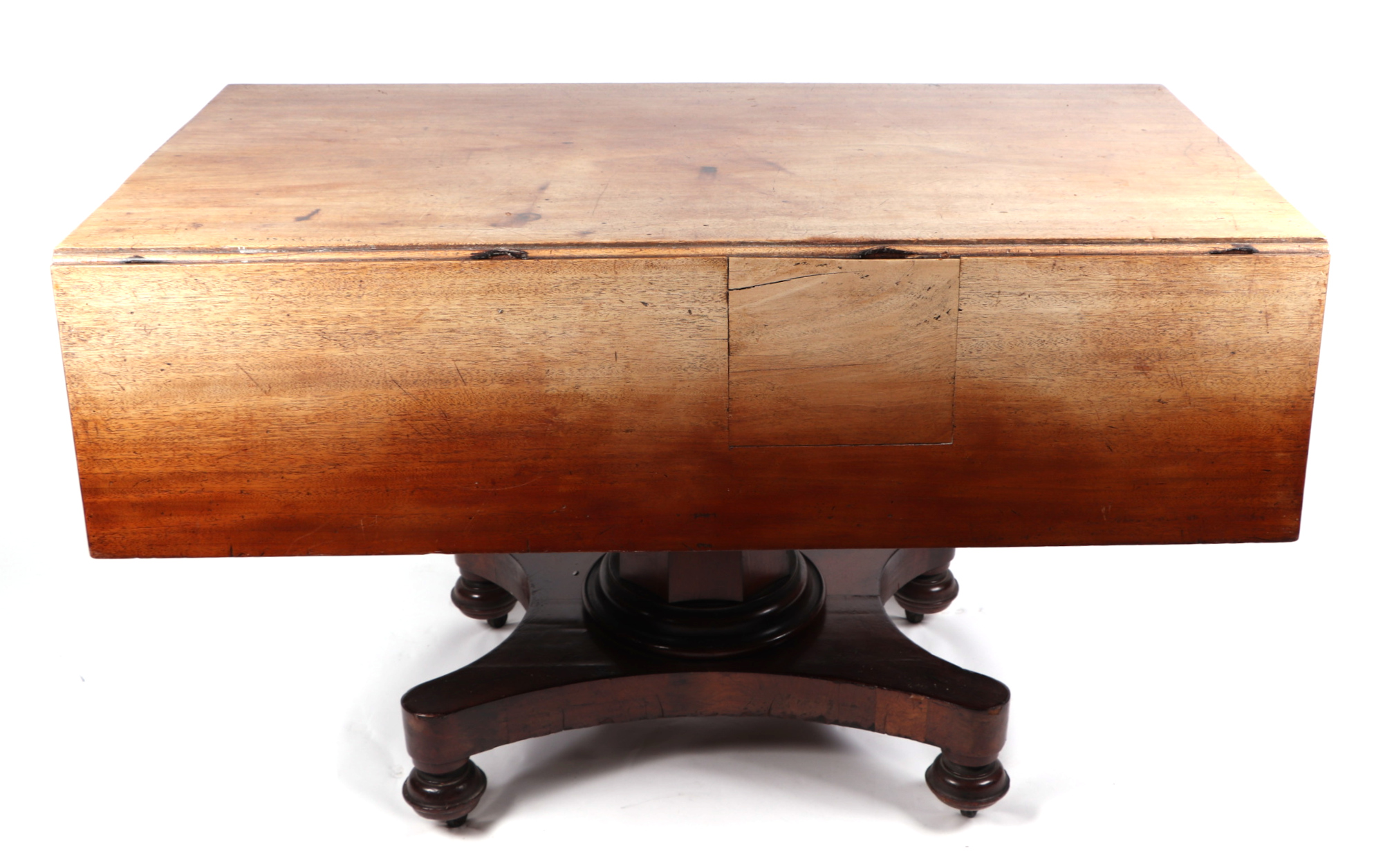 A 19th century pedestal drop leaf dining table, on octagonal column and quatrefoil base, 122cm - Image 2 of 3